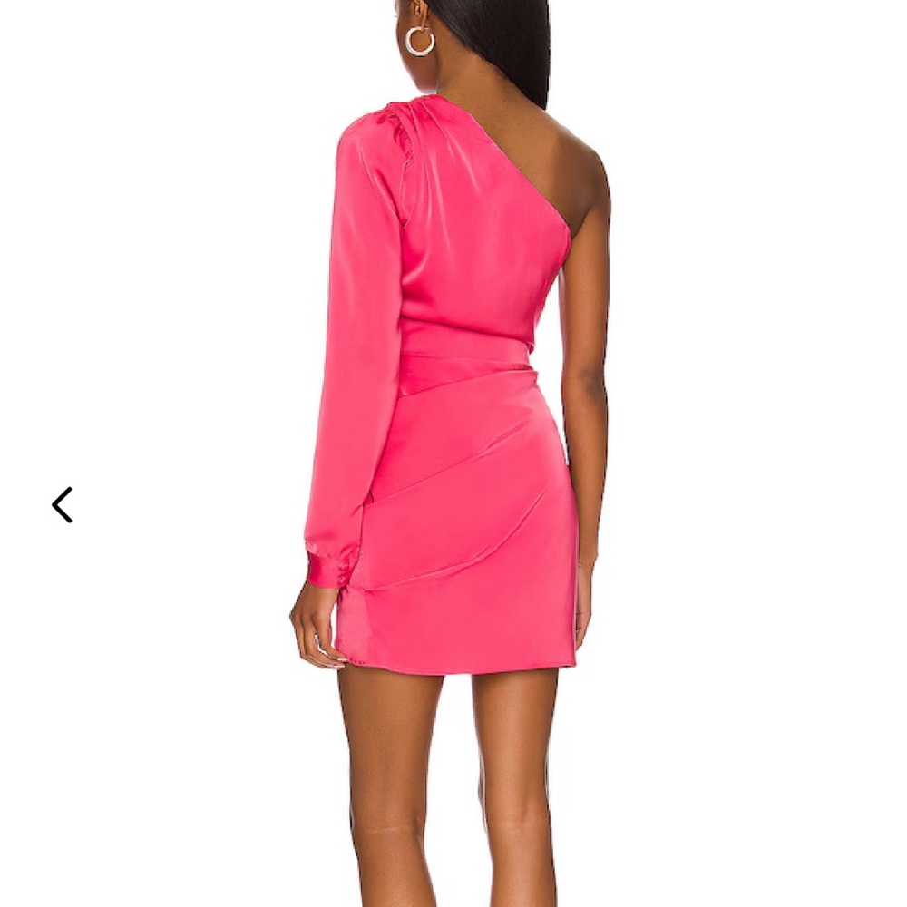 Lovers + Friends One-Shoulder Fuchsia Satin Mini Dress